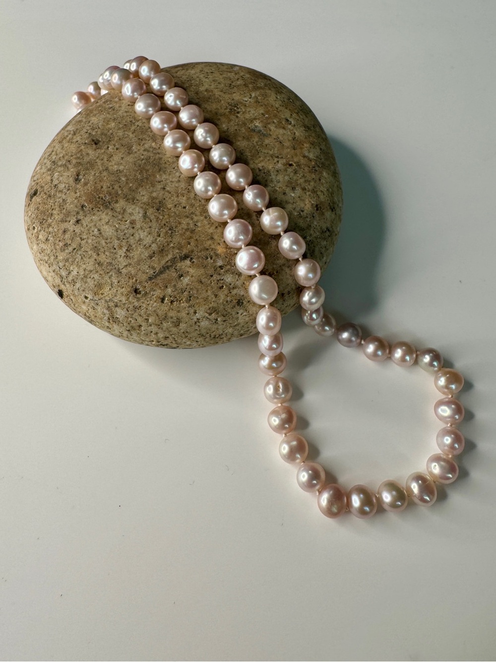 Lustrous Pink Pearl Strand Necklace - Elegant Women's Jewelry